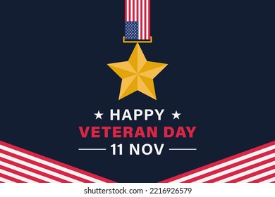 Veteran day vector background with american flag and medal