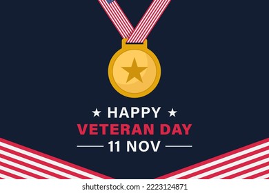 Antecedentes vectoriales del día veterano con bandera y medalla norteamericana