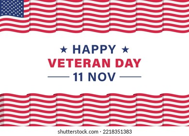 Afiche de la pancarta de fondo vectorial del día de los veteranos con bandera americana