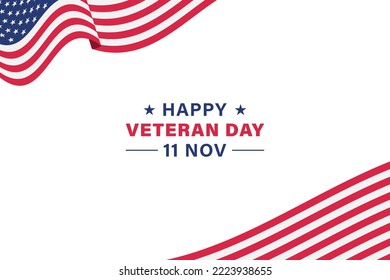 Veteran day vector background banner poster with american flag