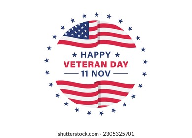 Veteran day vector badge with american flag circle shape