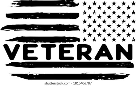 Veteran Distressed American Flag Vector