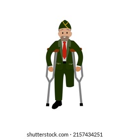 Veteran grandfather on one leg, Vector illustration design for the commemoration symbol of the Indonesian Veterans Disability Corps Day. May 19.