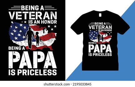 Veteran Graphic T-Shirt Design Vector. usa, T-Shirt, Militär, Freiheit, Flagge, Armee, Gedenkstätte,
Veteran zu sein ist eine Ehre....