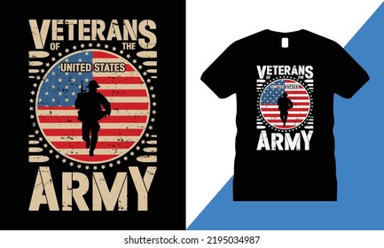 Veteran Graphic T-shirt Design Vector. usa, T shirt, military, freedom, flag, army, memorial,
Veteran of the united states army