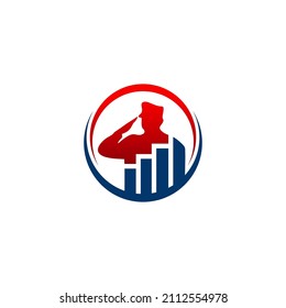 Veteran and growth chart logo concept vector stock illustration