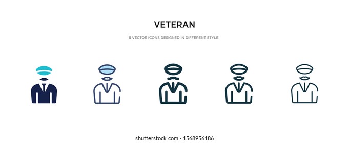 veteran icon in different style vector illustration. two colored and black veteran vector icons designed in filled, outline, line and stroke style can be used for web, mobile, ui
