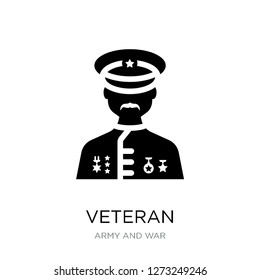 veteran icon vector on white background, veteran trendy filled icons from Army and war collection, veteran simple element illustration