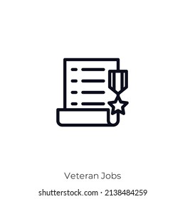Veteran Jobs Icon. Outline Style Icon Design Isolated On White Background