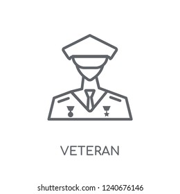 Veteran linear icon. Modern outline Veteran logo concept on white background from army and war collection. Suitable for use on web apps, mobile apps and print media.