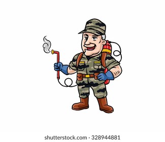 veteran old man army soldier cartoon character image