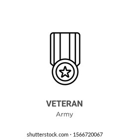 Veteran outline vector icon. Thin line black veteran icon, flat vector simple element illustration from editable army concept isolated on white background