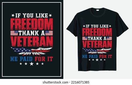 Veteran quote t-shirt design Vector