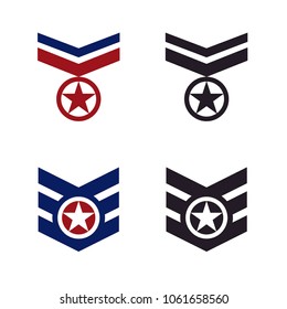 Veteran Rank / Medallion logo design vector