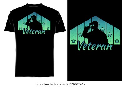 Veteran star silhouette t shirt mockup retro vintage