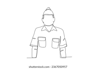 A veteran stood tall. Veteran day one-line drawing