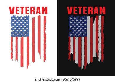 Veteran T Shirt Design With Flag