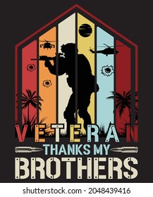 veteran thanks my brother t-shirt design - Vector graphic, typographic poster, vintage, label, badge, logo, icon or t-shirt