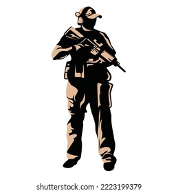 veteran troops vector illustration flat silhouette modern graphic design eps