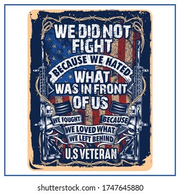 “U.S VETERAN  ” T-Shirt was created with vector format, Three color print,  Can be used for digital printing and screen printing