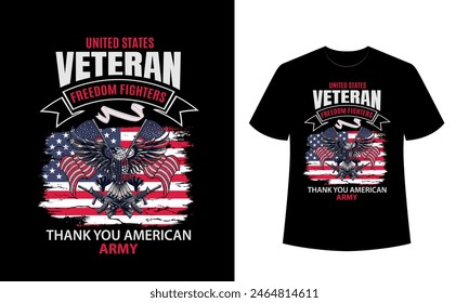 Veteran T-Shirt Design, Veteran Army, Vector Design, USA, Vintage, Clothing, Freedom, American Army Military