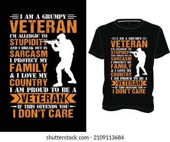 Veteran T-shirt Design Graphic Vector.