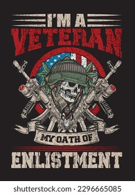 Veteran T-Shirt Design with  Graphic Vector