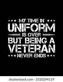 Veteran T-shirt Design My Time In Uniform Is Over But Being A Veteran Never Ends