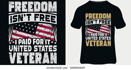 Veteran T-Shirt design template, Vintage veteran emblems, and veteran quote design.