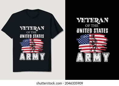 Diseño de camisetas veteranas | Veterano del ejército de los Estados Unidos vector modificable