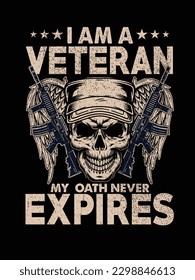 Veteran tshirt design with vector and Grunge 