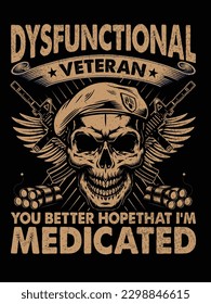 Veteran tshirt design with vector and Grunge 