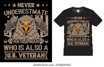 Veteran typography premium vector t shirt design template. Fully editable vector graphic and print ready file.