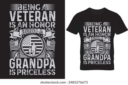 Veteran Typografie Vektorgrafik T-Shirt Design . Veteranen-Typografie zitiert Vektorillustration-Design für Druck oder andere Zwecke. Veteran zu sein ist eine Ehre, ein Opa zu sein, ist unbezahlbar