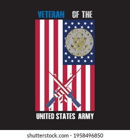 veteran of the united states army a text-based t-shirt design