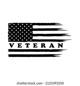 Veteran US Flag Vector Illustration. Military Design concept for background, t shirt, mug etc