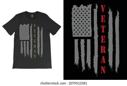 Veteran USA Flag T-Shirt Vector, Patriotic American Tee, Army Style Shirt, Independence Day, Fourth Of July Tee, Veteran Day Gift.