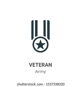 Veteran Vector Icon On White Background. Flat Vector Veteran Icon Symbol Sign From Modern Army Collection For Mobile Concept And Web Apps Design.