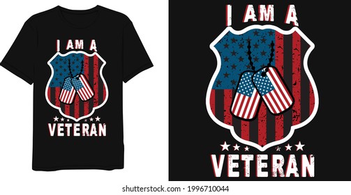 I am a veteran with a vintage t-shirt design template