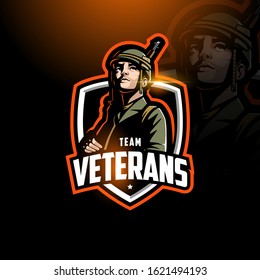 Veteran WW2 Soldier holding M1 Garand rifle Esport logo gaming