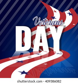 Veterans Day. Abstract american background with waving striped flag and starry pattern. Stock vector.