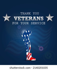 Veterans Day Abstract Banner Background with United States Waving Flag. vector illustration design. backdrop for blue.