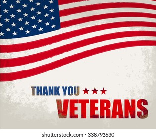 Veterans Day .America flag design. Typographic design.Thank you Veterans.