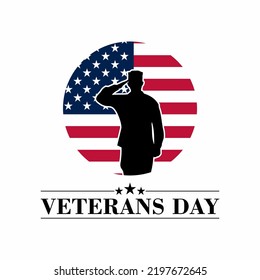 Veterans Day with American Flag and Army Silhouette