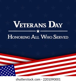 Veterans day with American flag, modern design