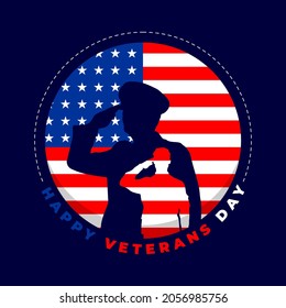 Veteran's Day with army silhouette using american flag background