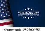 Veterans Day Background Design with American Flag Illustration. Honoring all who served. Banner, Poster, Greeting Card. Vector Illustration.