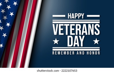 Diseño de fondo del Día de los Veteranos. Cartel, afiche, tarjeta de felicitación. Ilustración vectorial.