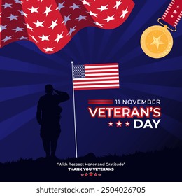 Veterans Day Background Design. Banner, Poster, Greeting Card. Vector Illustration.