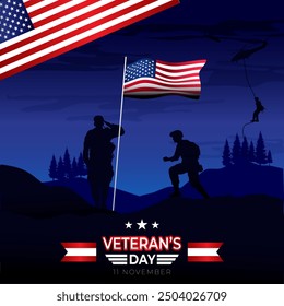 Veterans Day Background Design. Banner, Poster, Greeting Card. Vector Illustration.